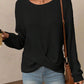 Twisted Waffle-Knit Dropped Shoulder T-Shirt