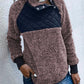 Contrast Turtleneck Half Snap Sweatshirt