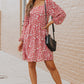 Animal Print Square Neck Balloon Sleeve Dress