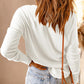 Waffle Knit Henley Long Sleeve Top