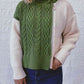 Cable-Knit Contrast Zip-Up Cardigan