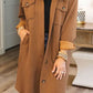 Texture Button Up Collared Neck Longline Shacket
