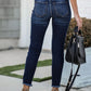 Button Fly Distressed Skinny Jeans
