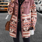 Geometric Collared Neck Buttoned Jacket