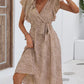 Printed Tie Waist Surplice Neck Dress