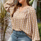 Plus Size Striped Notched Neck Blouse