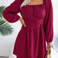 Tied Square Neck Balloon Sleeve Dress