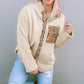Leopard Snap Down Pocketed Collared Neck Jacket