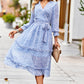 Leopard Surplice Tie Belt Slit Dress