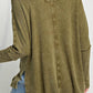 Exposed Seam Round Neck Long Sleeve Blouse