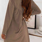 Ruched Round Neck Long Sleeve Dress