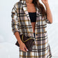 Plaid Longline Jacket with Pockets