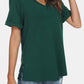 V-Neck Short Sleeve Slit T-Shirt
