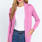 ACTIVE BASIC Ribbed Trim Open Front Cardigan