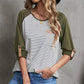 Striped Color Block Roll-Tab Sleeve Top