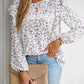 Printed Round Neck Long Sleeve Blouse