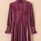 Smocked Mock Neck Long Sleeve Dress