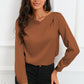 Surplice Neck Long Sleeve Satin Blouse