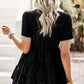 Contrast Short Sleeve Tiered Blouse