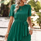 Round Neck Flutter Sleeve Belted Dress