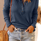 Waffle Knit Henley Long Sleeve Top