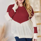 Hailey & Co Full Size Color Block Dropped Shoulder Knit Top