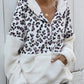 Leopard Half-Zip Dropped Shoulder Hoodie