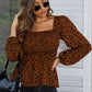Square Neck Long Sleeve Smocked Blouse
