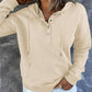 Half Snap Drawstring Long Sleeve Hoodie