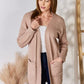 Hailey & Co Full Size Cable-Knit Pocketed Cardigan