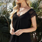 Scalloped Spliced Lace V-Neck Top