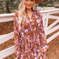 Floral Flounce Sleeve Tiered Dress