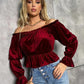Off-Shoulder Flounce Sleeve Blouse