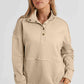 Half Sanp Drop Shoulder Long Sleeve Sweatshirt