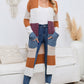 Long Color Block Open Front Pocketed Cardigan