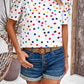 Tied Printed Puff Sleeve Blouse