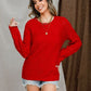 Openwork Round Neck Raglan Sleeve Sweater