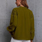 Crochet Tassel Tie Neck Long Sleeve Blouse