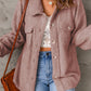 Fuzzy Button Up Pocketed Jacket
