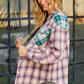 Contrast Plaid Long Sleeve Collared Neck Shirt