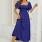 Smocked Square Neck Puff Sleeve Dress