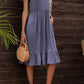 Round Neck Ruffle Hem Pocket Dress