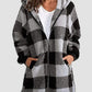 Plaid Zip Up Hooded Jacket with Pockets