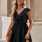 Ruffled V-Neck Mini Dress