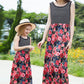 Girls Striped Floral Spliced Dress