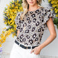 Animal Print Puff Sleeve Round Neck Blouse