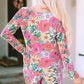 Floral Round Neck Top and Drawstring Shorts Set