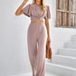 Textured Flutter Sleeve Top and Pants Set