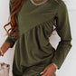 Ruched Round Neck Long Sleeve Dress