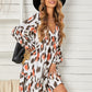 Printed V-Neck Long Sleeve Dress